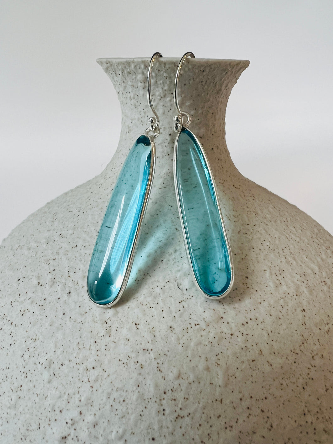 Aqua Blue Sterling Silver Earrings