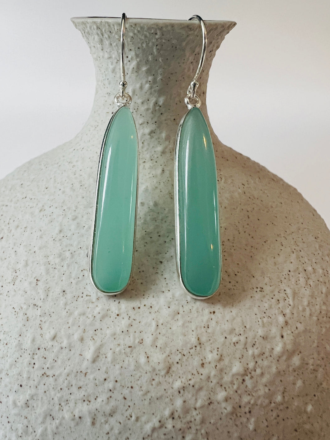 Green Chalcedony Sterling Silver Earrings